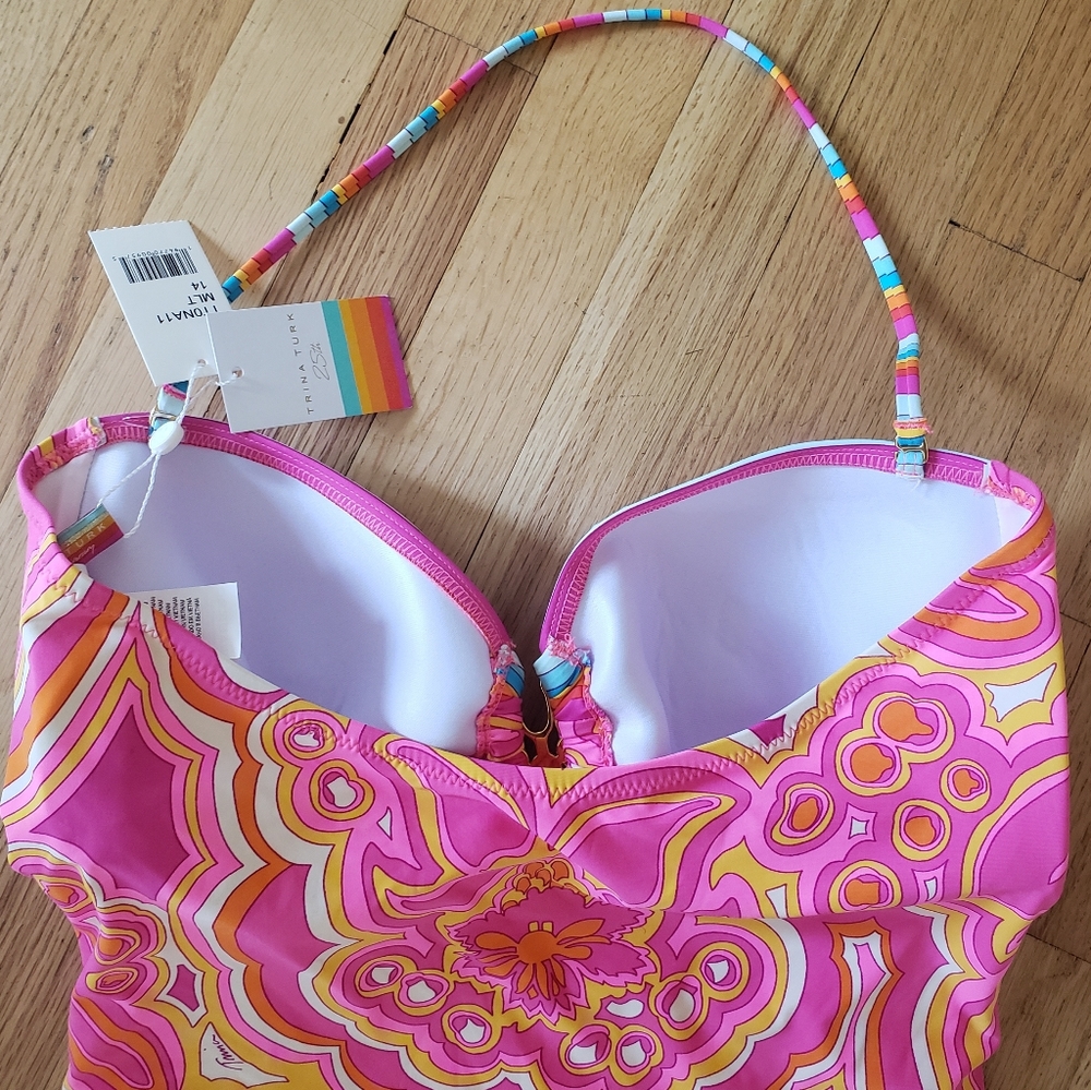 NWT Trina Turk Morning Sunrise Bandeau SwimSuit - Picture 8 of 14